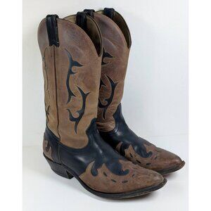 BOULET Canada Pointed Toe Brown Black Leather Western Cowboy Boots Men's Sz 9.5D